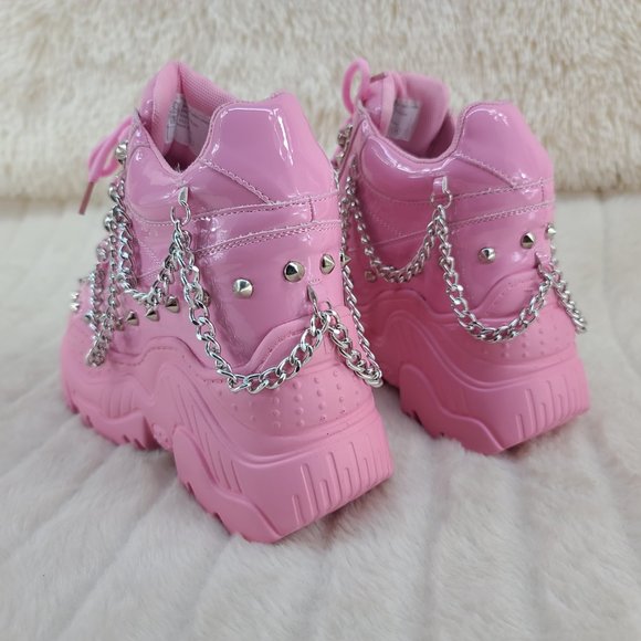 Space Candy by Anthony Wang 4" Baby Pink Sneaker Wedges - Picture 7 of 7